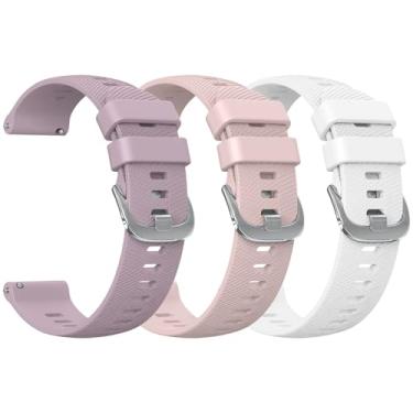 Imagem de Mugust Pulseiras de relógio inteligente GloryFit para smartwatch GloryFit T80 T70 T60 T50 P99 P98, pulseira de silicone de liberação rápida de 22 mm (branco + rosa + roxo claro)
