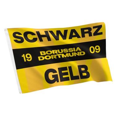 Imagem de Desert Cactus Bandeira do Borussia Dortmund FC BVB Alemanha Alemã Die Schwarzgelben Futebol 100% Poliéster Interior Exterior 0,9 x 1,5 m Bandeiras de Equipe (Bandeira C)