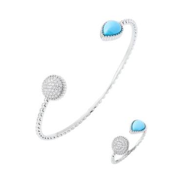 Imagem de Conjunto De Anel E Pulseira De Zircônia Em Forma De Gota d'Água Retro 