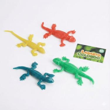 Imagem de Kit Animais de Plástico Lagarto Colorido com 4 Peças  Brinquedo Infant