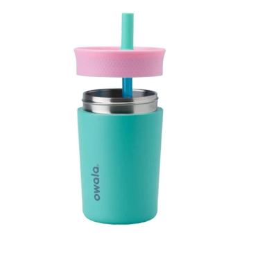 Imagem de Copo Owala Tumbler Infantil Stainless Steel Termica 12Oz/355Ml-Rosa/Verde(Reel Cool Fish)-Feminino