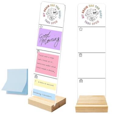 Imagem de Quadro de notas para monitor com base de madeira removível, suporte de notas adesivas portátil, My Brain Has Too Many Tabs, logotipo aberto, conjunto de mesa de escritório, notas adesivas 100 folhas