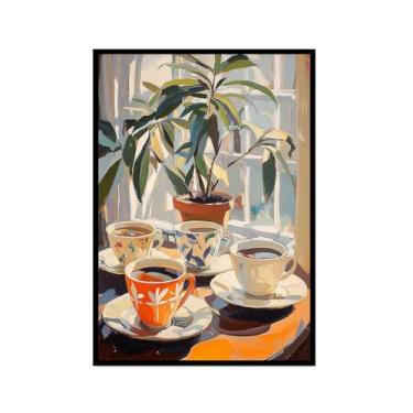 Imagem de Pintura em tela vintage de pôster-comida para parede, cafeteria de viagem italiana, quente, cozinha, café, bar, decoração (SKU1,20.3x30.5 cm = (20 x 30 cm), moldura preta)