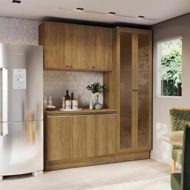 Imagem de Armário De Cozinha Compacta 100% Mdf 192cm Nogueira Celeste Kappesberg