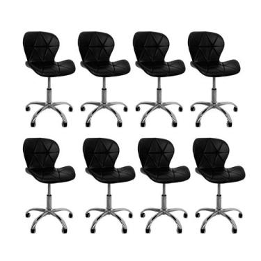 Imagem de Kit 8 Cadeiras Escritório Slim Vegas Base Giratória Estofada Preto - D
