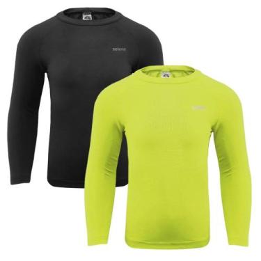 Imagem de Kit 2 Camisas Térmicas Selene Proteção UV50+ Juvenil, Amarelo, Preto, 