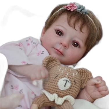 Imagem de Bebê Reborn Menina Realista 48cm Olhos Castanhos, Cabelo Implantado Fio A Fio