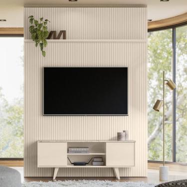 Imagem de Conjunto New Horizonte Painel Com Prateleira Aparador Rack Calacata-off-white