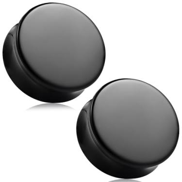 Imagem de Uqnwbdq Tampões de ouvido sólidos de 6G-50 mm para mulheres e homens, alargador duplo, alargador, alargador, alargador, piercing, joia corporal, preto, branco, transparente, 1 par, 12mm = 1/2 inch