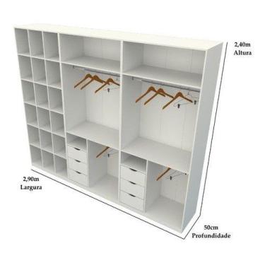 Imagem de Kit Closet Armário Colmeia Cabideiro M75 (roupa, Sapateira) - VETORIAL