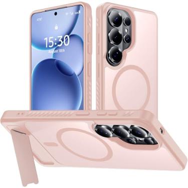 Imagem de Capa para Samsung Galaxy S26 Ultra com suporte, 1 protetor de tela, [compatível com Magsafe] Proteção de grau militar fosco translúcido, capa de telefone magnética para Samsung Galaxy S26 Ultra, 17,5