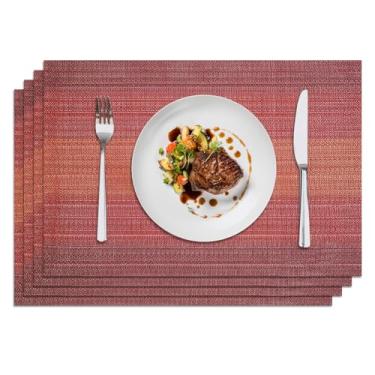 Imagem de Privalace 45,7 x 30,5 cm, conjunto de 4 jogo americano de PVC, tapetes de mesa de jantar laváveis antiderrapantes para jantares em casa, refeições diárias, proteção de mesa de cozinha com design