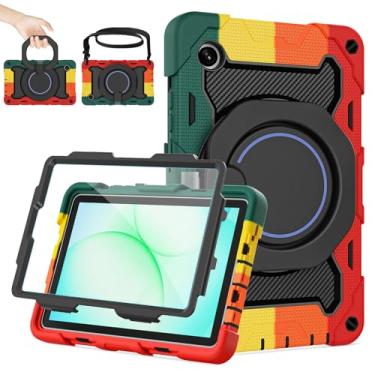 Imagem de ROISKIN Para Samsung Galaxy Tab A11 2025, Galaxy Tab A9 2023 com protetor de tela HD e alça de ombro, suporte e alça de ombro 360, capa militar resistente para crianças