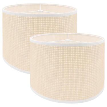 Imagem de Antrader Abajur de vime bege para luminária de mesa e chão, 33 cm superior x 33 cm inferior x 25 cm de altura, fácil de montar, persianas modernas - conjunto de 2