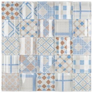 Imagem de Kit 1m² Pastilha de Vidro Patchwork 30cm X 30cm Azul/Marrom
