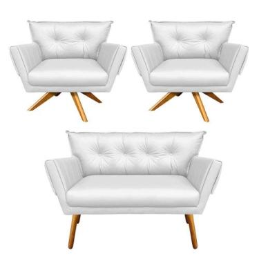 Imagem de Kit 01 Namoradeira E 02 Poltronas Giratória Anitta material sintético 