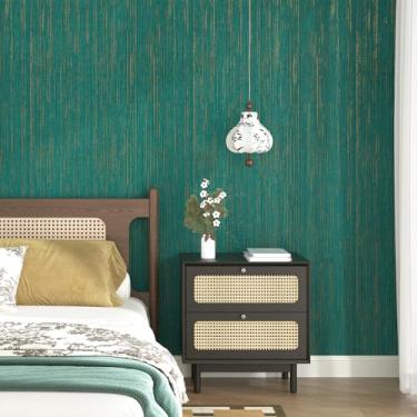 Imagem de EPPKILY Papel de parede de textura de tecido verde azul-petróleo papel de parede de tecido verde descascar e colar bancadas papel de contato autoadesivo para paredes armários de quarto decoração 40 cm