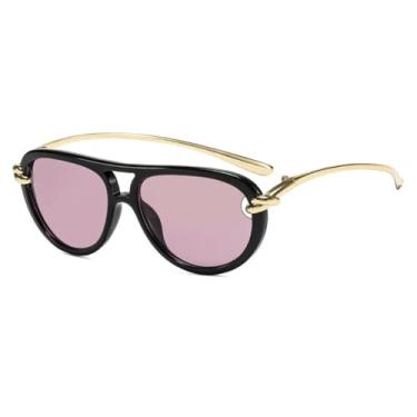 Imagem de VFDHN Óculos de Sol Femininos Vintage com Nó na Haste, Lentes em Liga Metálica com Degradê Preto, Elegantes e para Dirigir, Proteção UV400 (68357-C5)