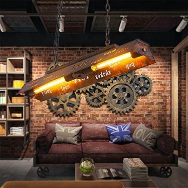 Imagem de Luminária pendente vintage, luminária pendente para mesa de jantar, luminária de ferro fundido, luminária suspensa com altura ajustável, estilo retrô, soquete E27, luminária de teto industri