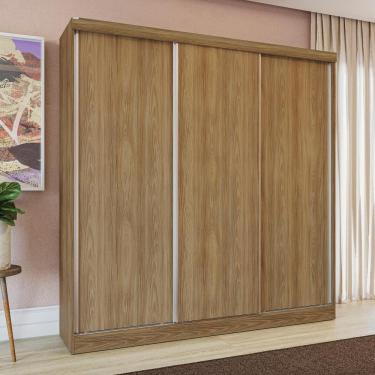 Imagem de Guarda-Roupa Casal Kappesberg 3 Portas Reversiveis de Correr 2 Cabideiros Nogueira