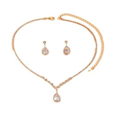 Imagem de Conjunto De Joias Femininas Com Colar E Brincos Em Forma De Gota De Ág