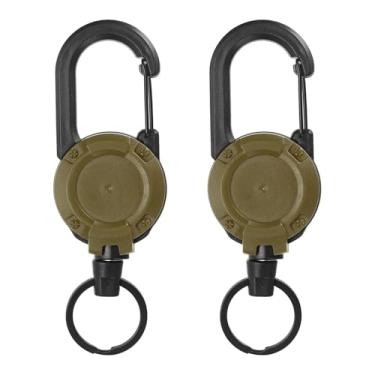 Imagem de PATIKIL Chaveiro retrátil, 2 peças, porta-crachá retrátil resistente, carretel de crachá, clipe de chaveiro com cordão de aço de 59,9 cm, quintal para chaves, pesca, ciclismo, caminhada, mochila