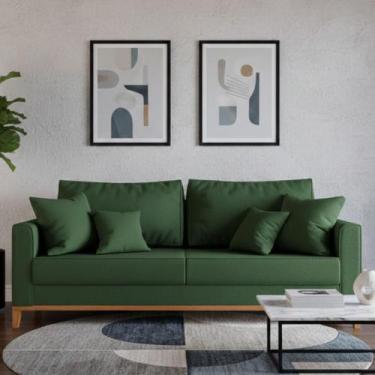 Imagem de Sofá Living Beny 1,80m. Estofado em linho. - Leonardi, Verde