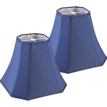 Imagem de JERHOUS 2 peças de abajur quadrado azul marinho bonito octogonal de seda sintética abaj...