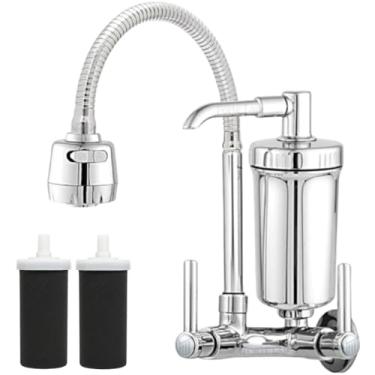 Imagem de Torneira De Cozinha Com Filtro Gourmet 2 Jatos Tubo Flexível Refil Carvão Ativado Água Filtrada Marca Forte Lar Metais Parede Prateado Cromado
