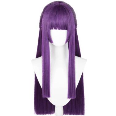 Imagem de Peruca meia e meia samambaia, 75 cm de comprimento, roxa, reta, anime 