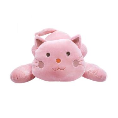 Imagem de Gato De Pelúcia Rosa Claro Deitado - 37 Cm