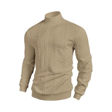 Imagem de Suéter Casual Masculino De Gola Alta Em Jacquard Para Outono E Inverno