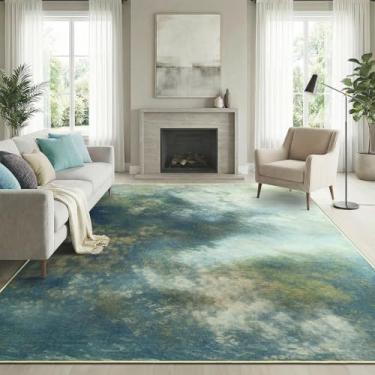 Imagem de Mejorug Tapetes abstratos modernos para sala de estar e quarto com suporte antiderrapante, grande lavável, macio, resistente a manchas, para sala de jantar, dormitório universitário, escritório em