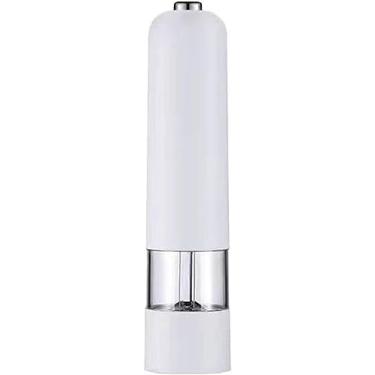 Imagem de Moedor de pimenta elétrico, moedor automático de sal e pimenta, rugosidade ajustável, alimentado por bateria (cor: branco) (branco)