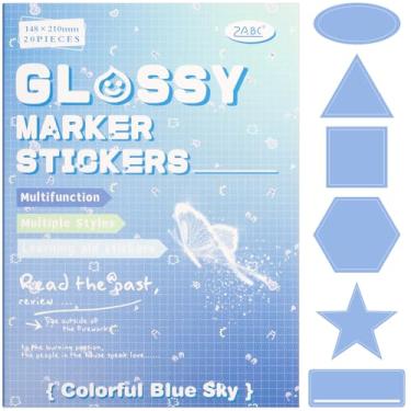 Imagem de Adesivo de etiqueta colorida azul para scrapbooking para Diário de lixo, adesivos de 20 folhas - Livro de adesivos efêmeros (TZ-012-003)