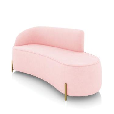 Imagem de Sofá 3 Lugares Orgânico 180cm Pé Dourado Morgan Suede Rosa Bebê D03 - D'rossi