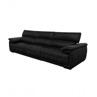 Imagem de Sofá Retrátil E Reclinável De Couro Filipinas (3 Módulos) 3,30 M Preto Pigmentado - Mempra Design