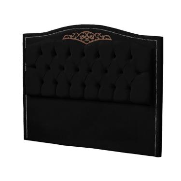 Imagem de Cabeceira Casal Queen Size Estofada Para Cama Box Maitê Veludo Cor Preto