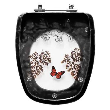 Imagem de Tampa De Vaso Decorada Monte Carlo Preto Para Louça Deca