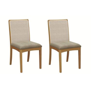 Imagem de Cadeira Sala De Jantar Lara 2cmm009ca Premium Madeira Maciça Kit 2 Un Carvalho/boucle Bege Fendi/tela Bege - Kappesberg