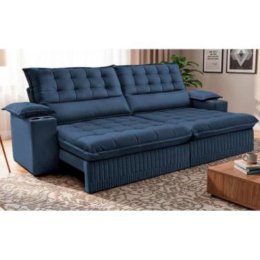 Imagem de Sofá Retrátil e Reclinável 2,40m Molas Ensacadas Dream. Velusoft Cama 