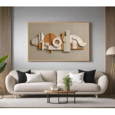Imagem de Quadros Decorativos com Moldura Abstrato 3D Geometrico para Sala Quart