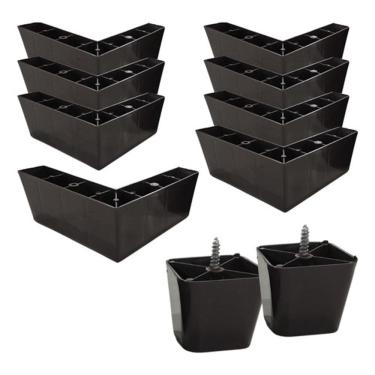 Imagem de Kit 8 Pé Cantoneira Lc Pvc 6cm Para Sofá (resistente A Água) Marrom-escuro