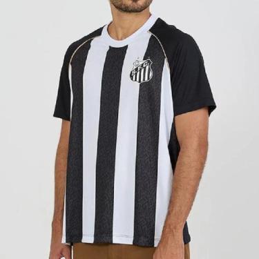 Imagem de Camisa Santos Mosaico Masculino - Preto e Branco - G - Braziline, G
