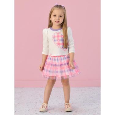 Imagem de Conjunto Infantil Blusa Manga Longa/Saia Xadrez Mon Sucré-Feminino