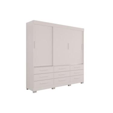 Imagem de Guarda-Roupa New Star 3 Portas 9 Gavetas 1,80 Salleto - Sallêto, Branc
