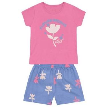 Imagem de Pijama infantil menina de flor brilhante Brandili -Rosa-Feminino