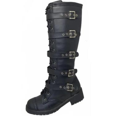 Imagem de Bota Montaria Coturno Estilo Militar 5 Fivelas Véria - Moda Pé, Preto,