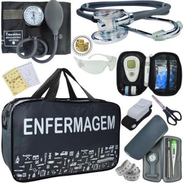 Imagem de Kit Enfermagem Cores Bolsa Top Premium + Medidor Glicose - Love Saude,