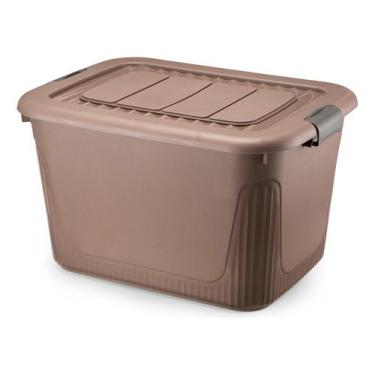 Imagem de Caixa Organizadora Container 80 Trava/roda Plasnorthon Preto, Marrom